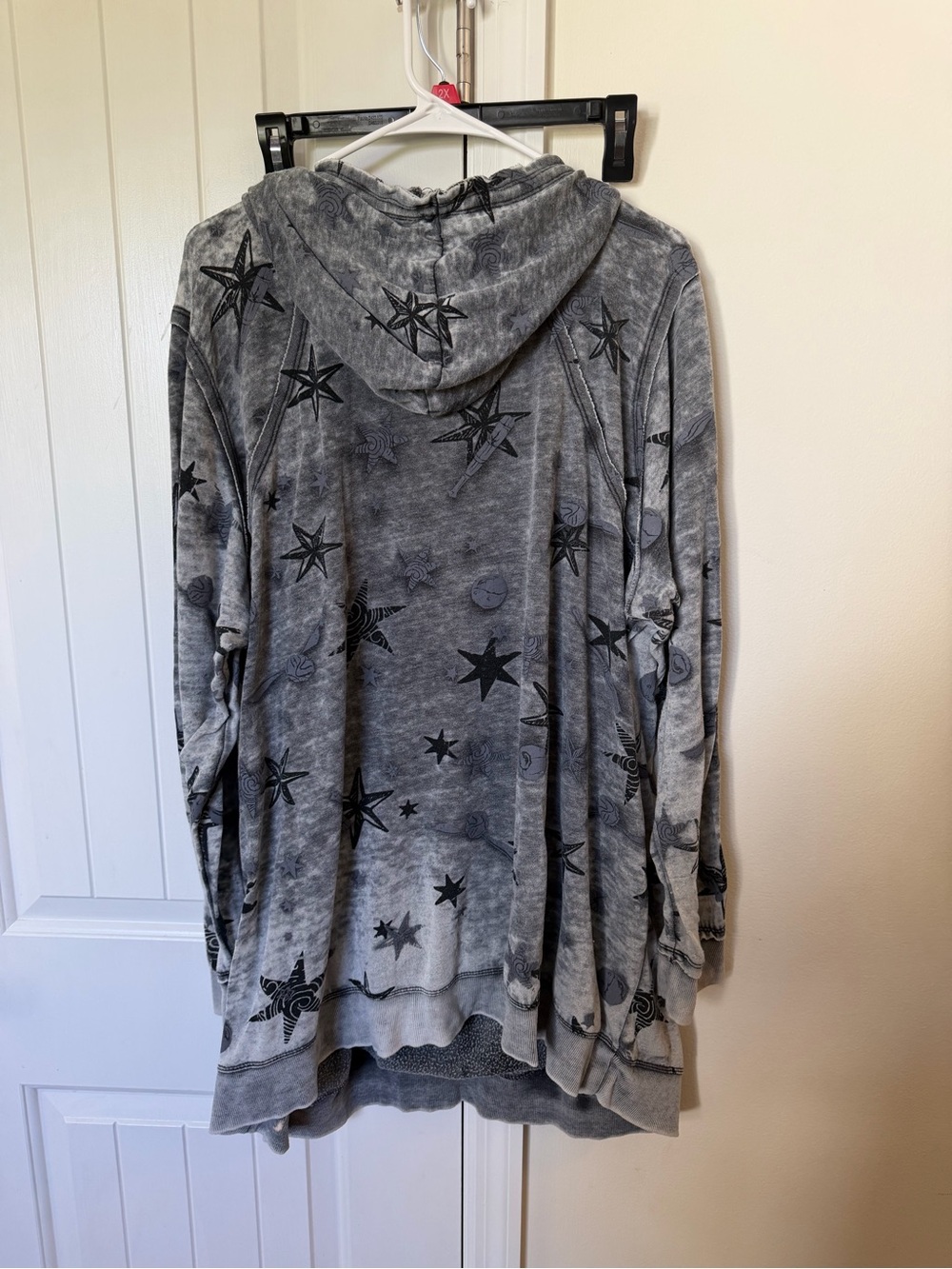 Harry Potter Celestial Star Print Hoodie Gray Acid Wash Pullover Womens 3 - Picture 4 of 10